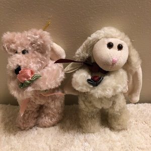 Boyds Bears Angel Bear and Angel Lamb with Flowers - Set of 2
